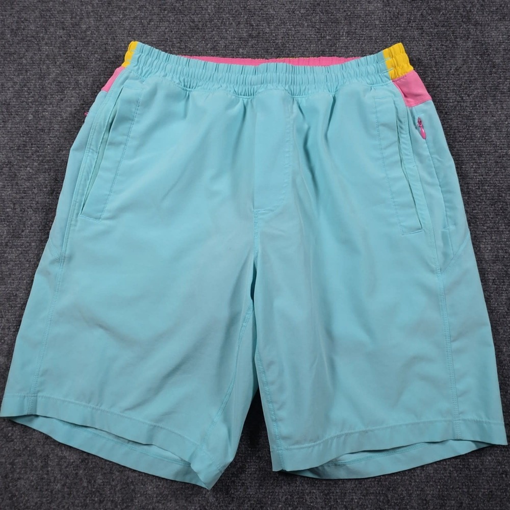 Birddogs Classic Shorts Mens M Blue Colorblock Elastic Built-In Liner Casual